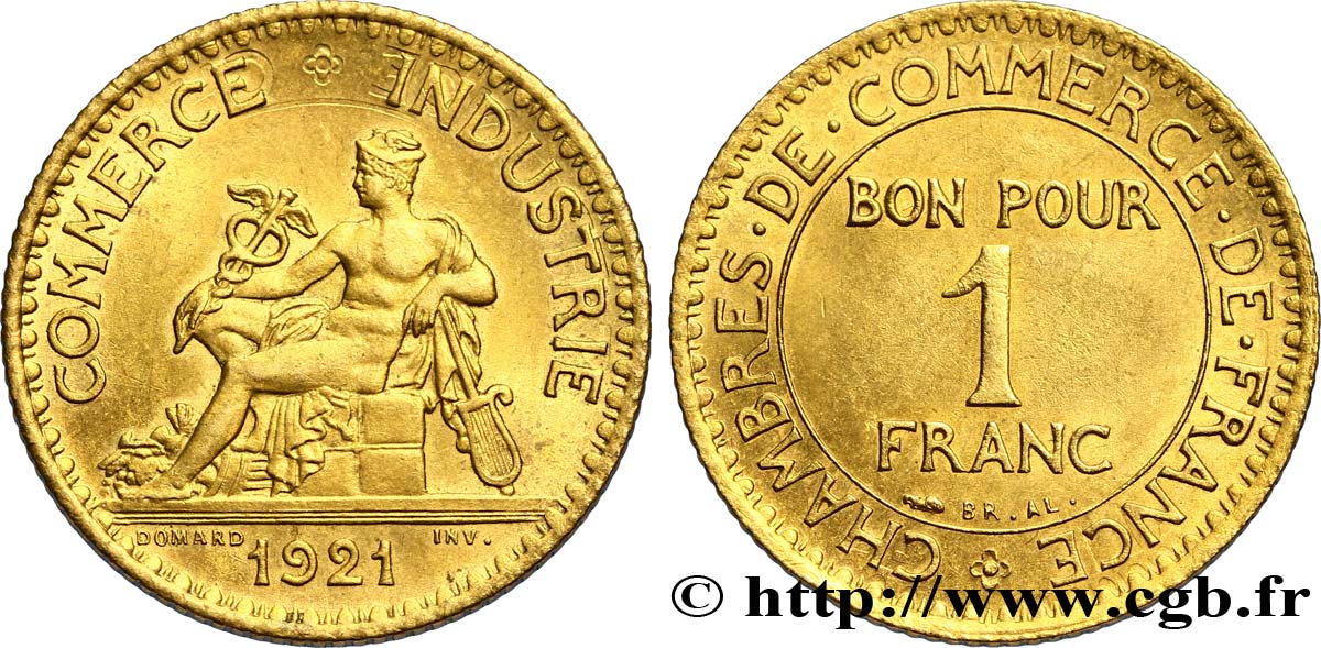 1 franc Chambres de Commerce 1921 Paris F.218/3 MS60 