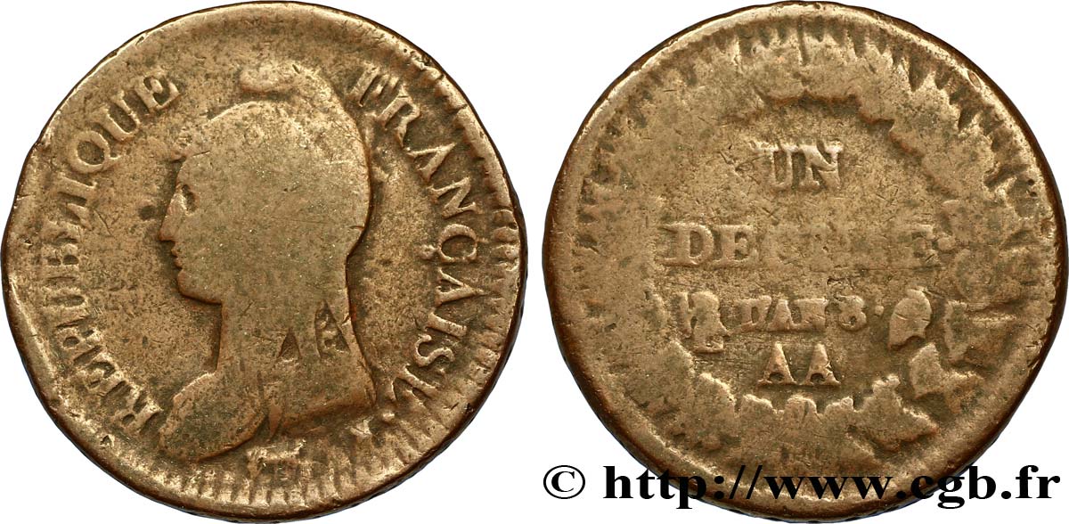 Un décime Dupré, grand module 1800 Metz F.129/57 RC10 