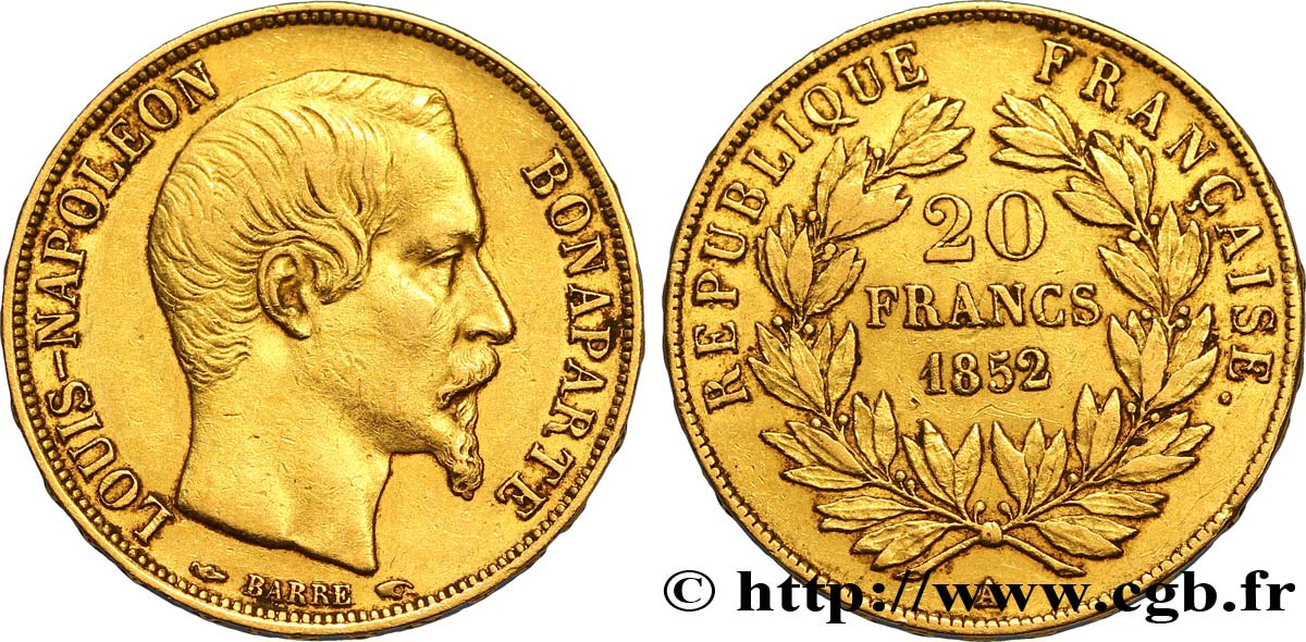 Valeur D'un Louis D'or Napoleon 20 Francs 1852 20 francs or Louis-Napoléon 1852 Paris F.530/1 fmd_306995 Modernes