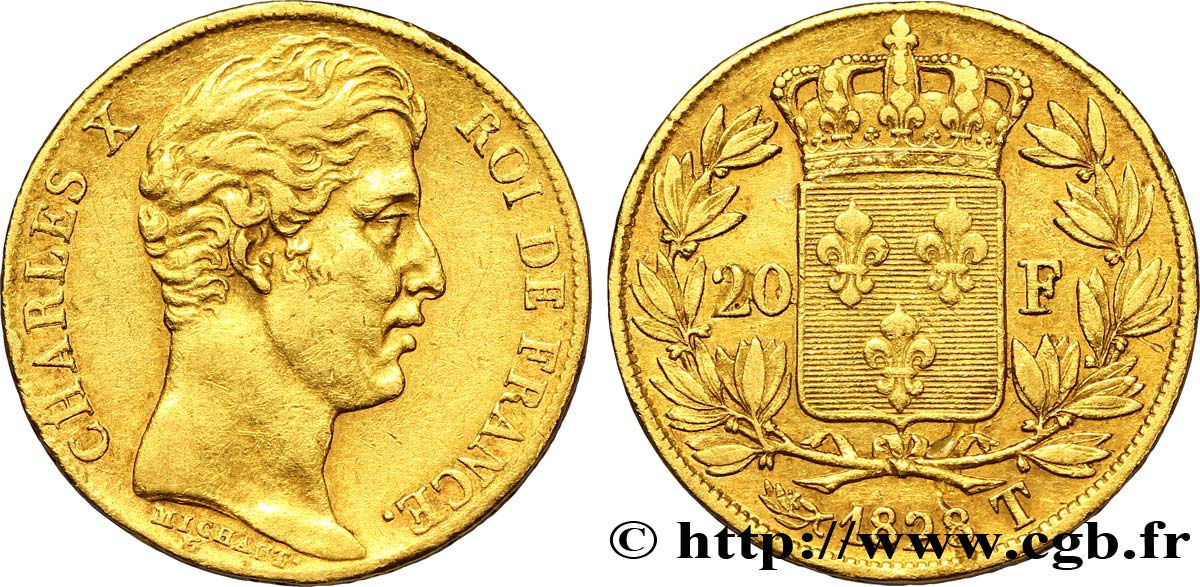 20 francs or Charles X 1828 Nantes F.520/9 TTB45 