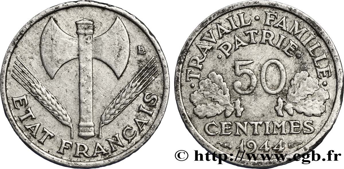 50 centimes Francisque, légère 1944  F.196/4 MBC48 