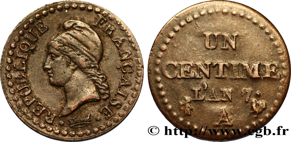 Un centime Dupré, 7 normal 1799 Paris F.100/15 TTB48 