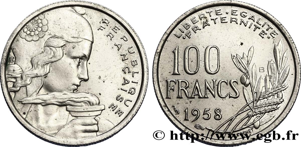 100 francs Cochet 1958 Beaumont-le-Roger F.450/14 AU50 