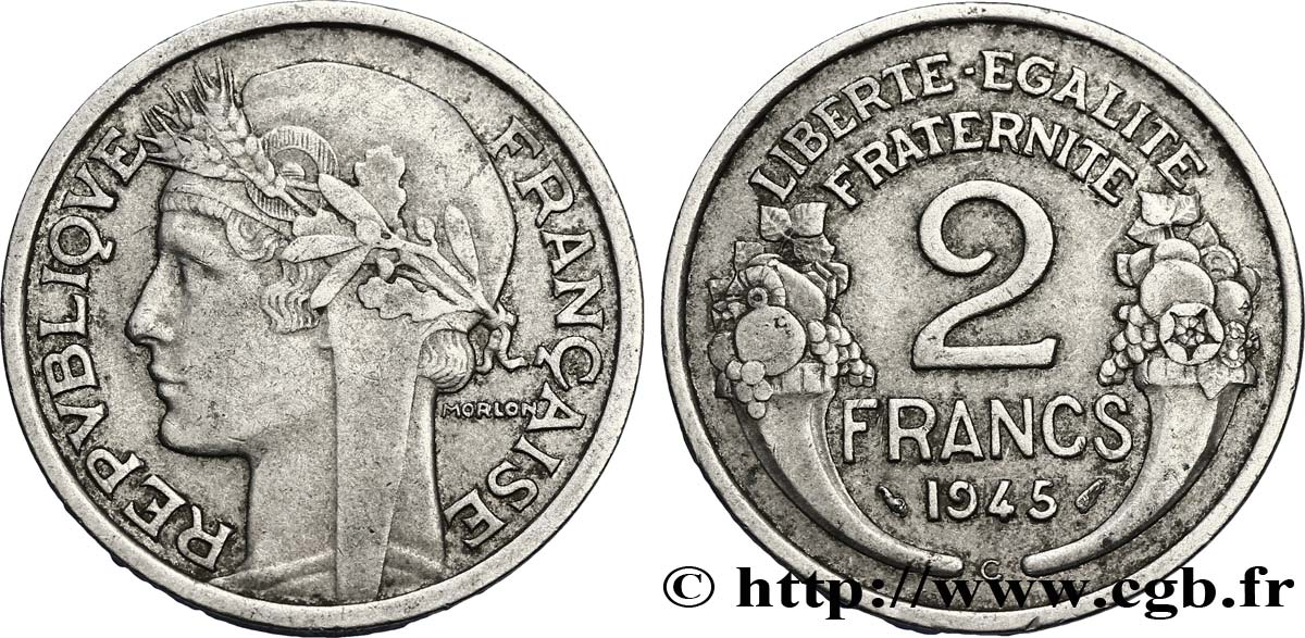 2 francs Morlon, aluminium 1945 Castelsarrasin F.269/7 SS45 