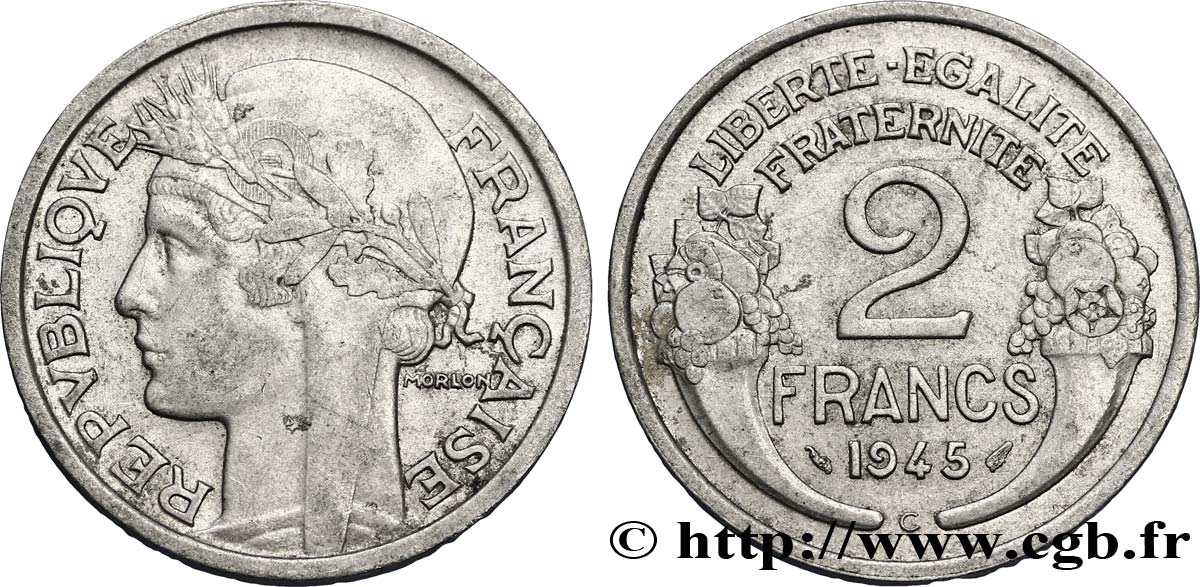 2 francs Morlon, aluminium 1945 Castelsarrasin F.269/7 MBC45 