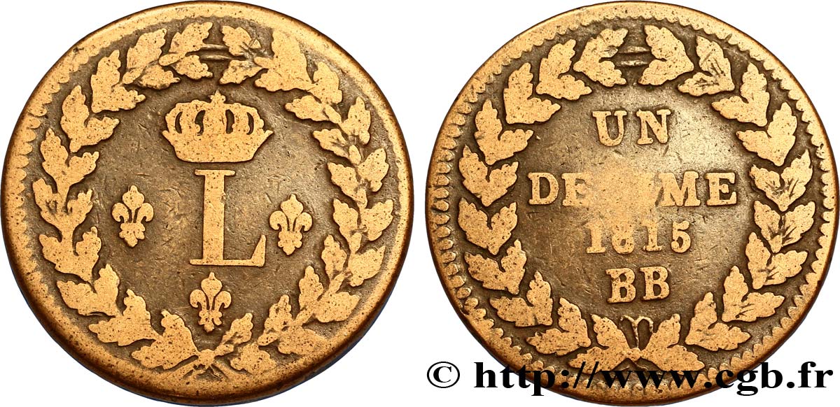 Un décime à l’L couronnée 1815  Strasbourg F.132A/1 BC18 