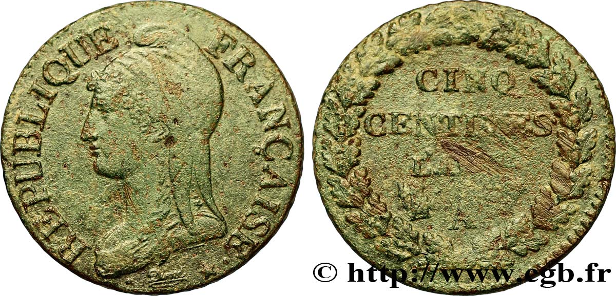 Cinq centimes Dupré, grand module 1797 Paris F.115/1 TB30 