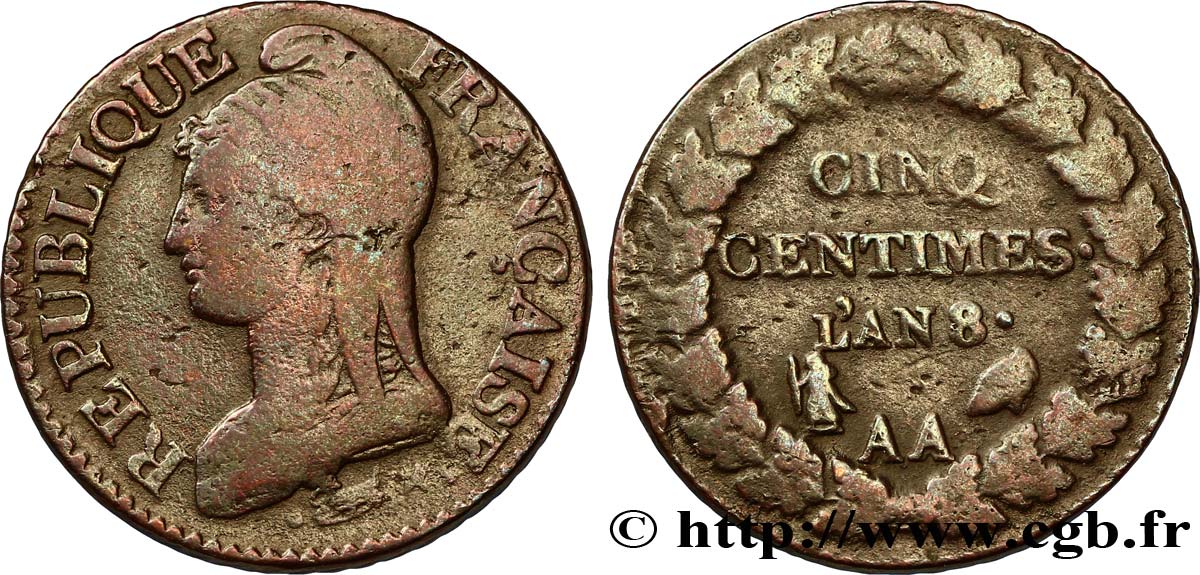 Cinq centimes Dupré, grand module 1800 Metz F.115/102 TB25 
