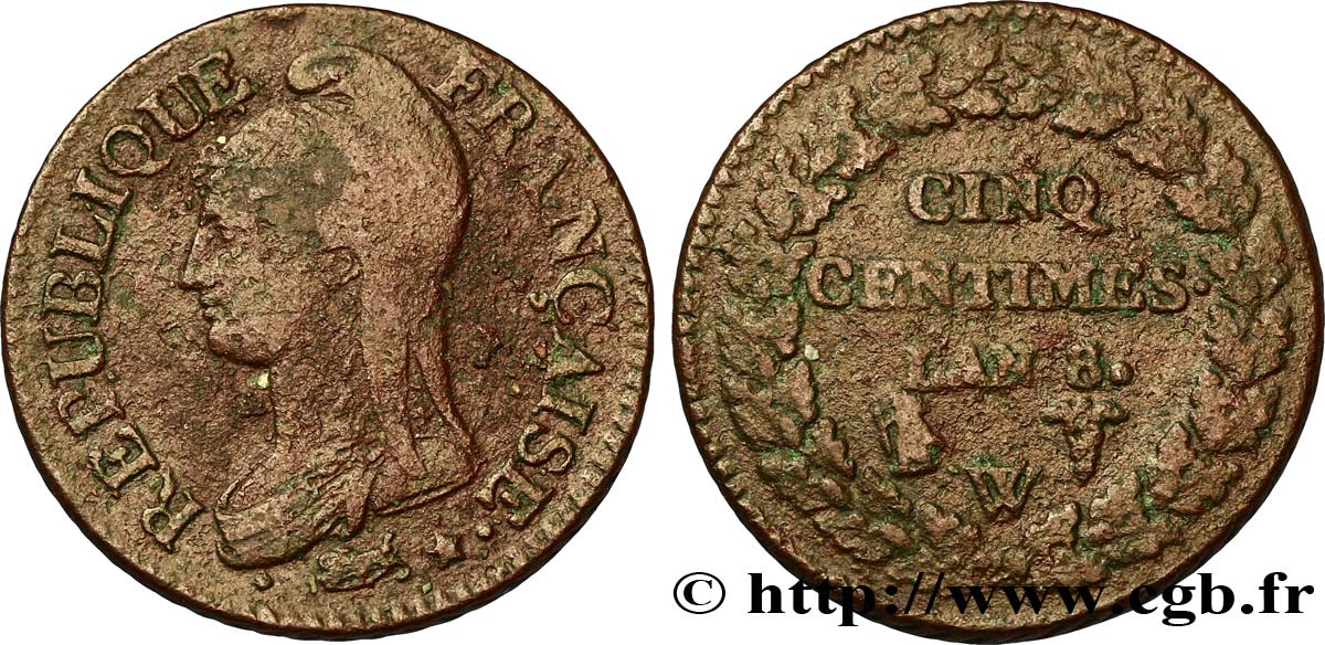 Cinq centimes Dupré, grand module 1800 Lille F.115/134 TTB40 