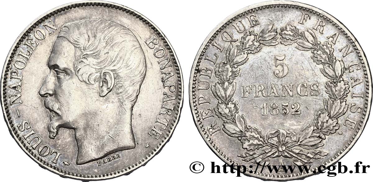 5 francs Louis-Napoléon, 1er type 1852 Paris F.329/1 TTB48 