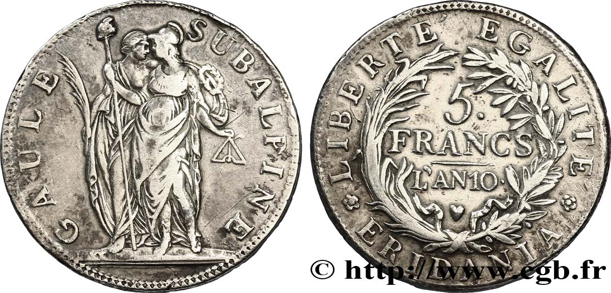 5 francs 1802 Turin VG.846  TTB40 