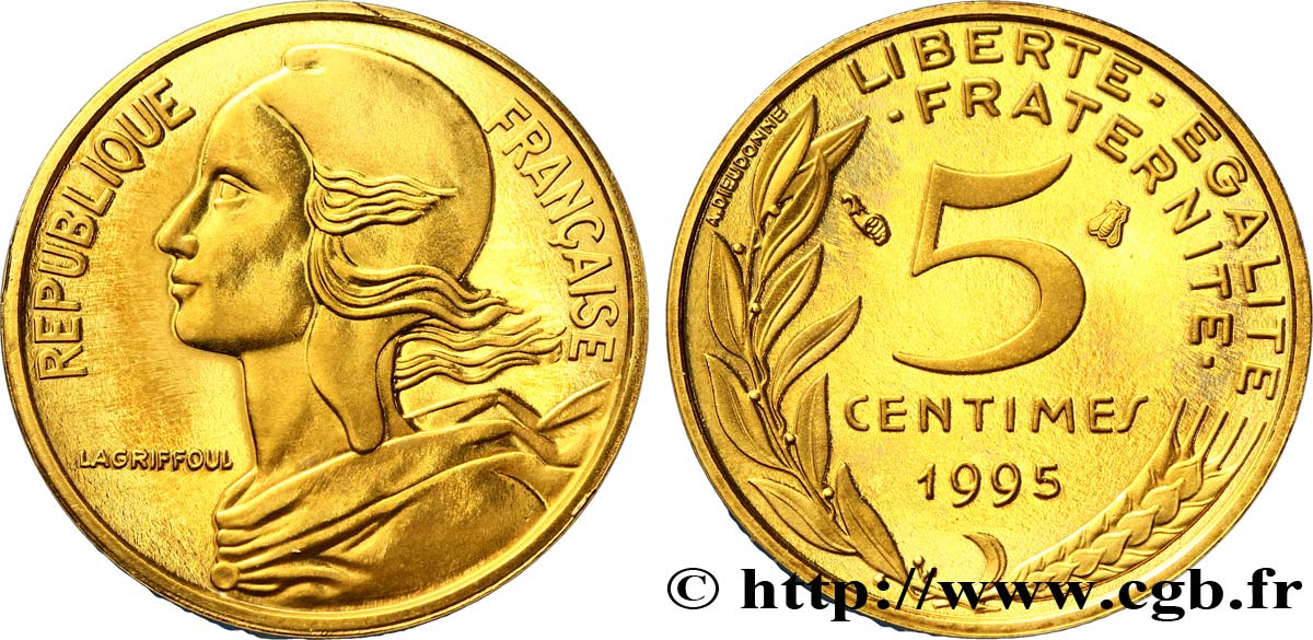 5 centimes Marianne, BE (Belle Épreuve), 4 plis 1995 Pessac F.125 37 var. FDC65 