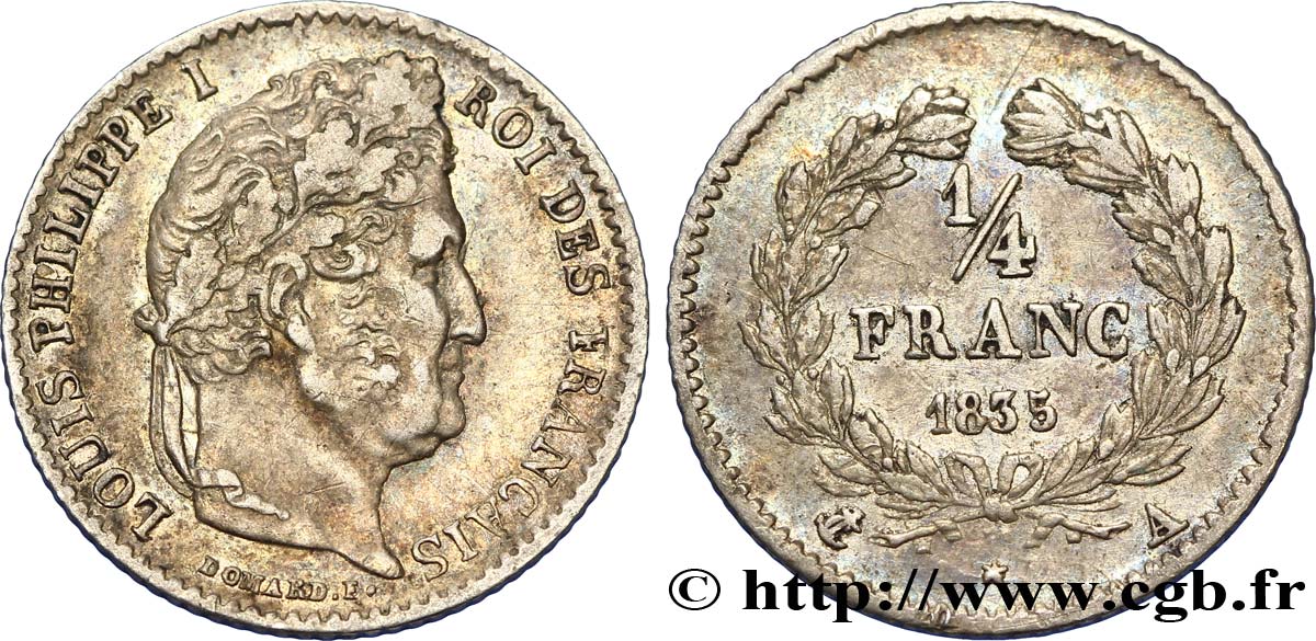 1/4 franc Louis-Philippe 1835 Paris F.166/49 MBC48 