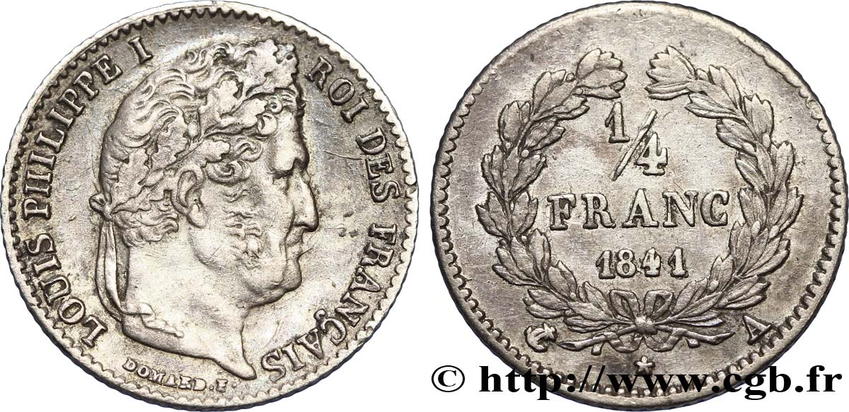 1/4 franc Louis-Philippe 1841 Paris F.166/85 TTB40 