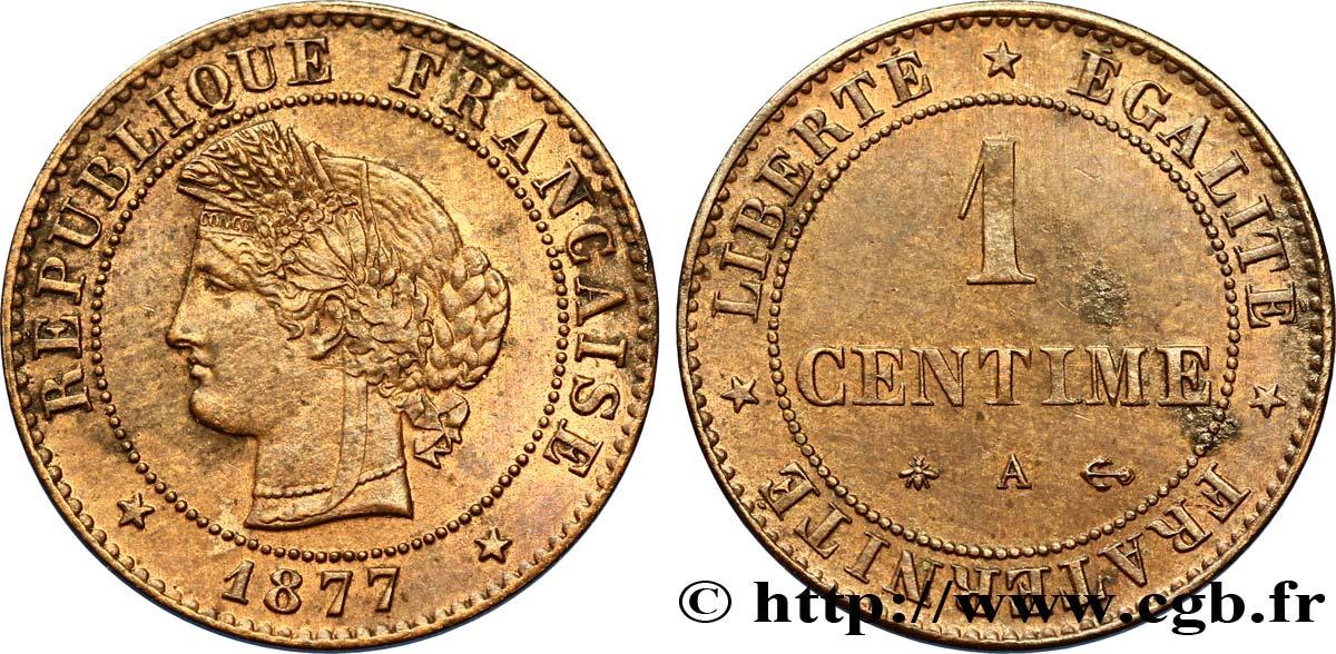 1 centime Cérès 1877 Paris F.104/6 SUP58 