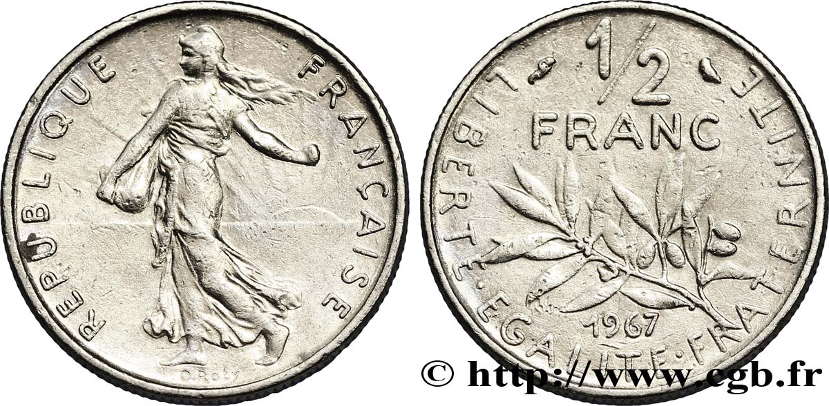 1/2 franc Semeuse 1967 Paris F.198/6 TTB45 