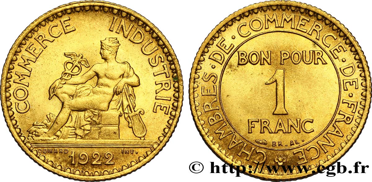 1 franc Chambres de Commerce 1922 Paris F.218/4 MS60 