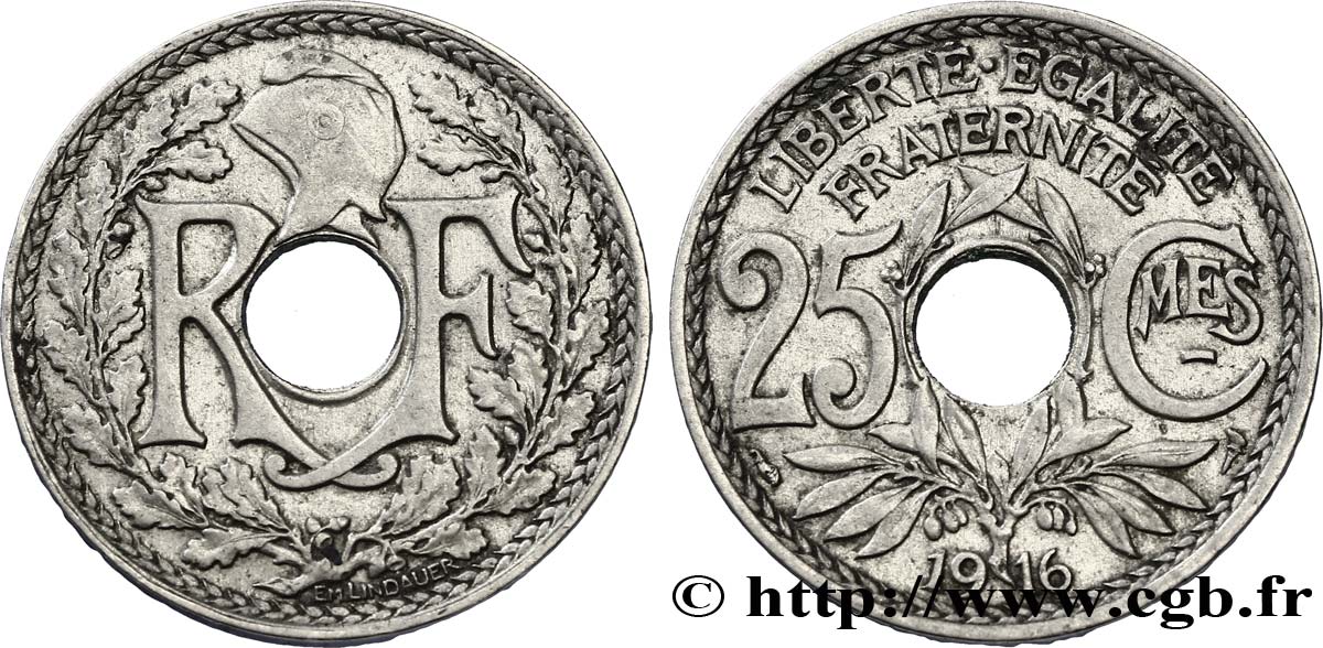 25 centimes Lindauer, Cmes souligné 1916 Paris F.170/4 TTB45 
