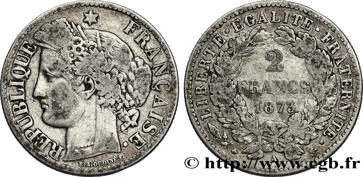 2 francs Cérès, avec légende 1873 Paris F.265/10 MB30 