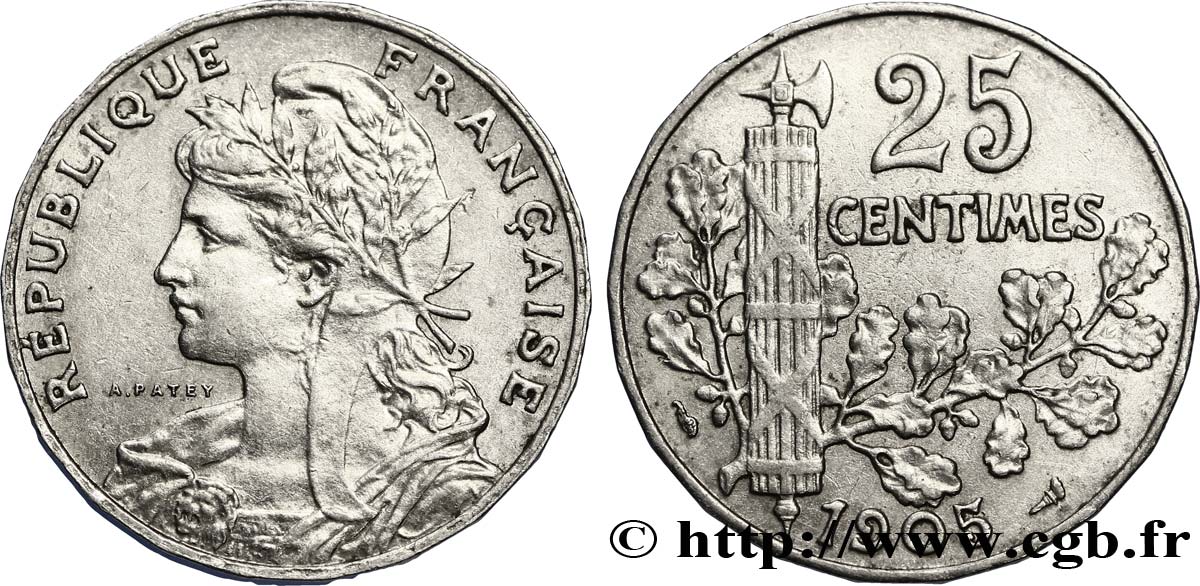 25 centimes Patey, 2e type 1905  F.169/3 AU53 