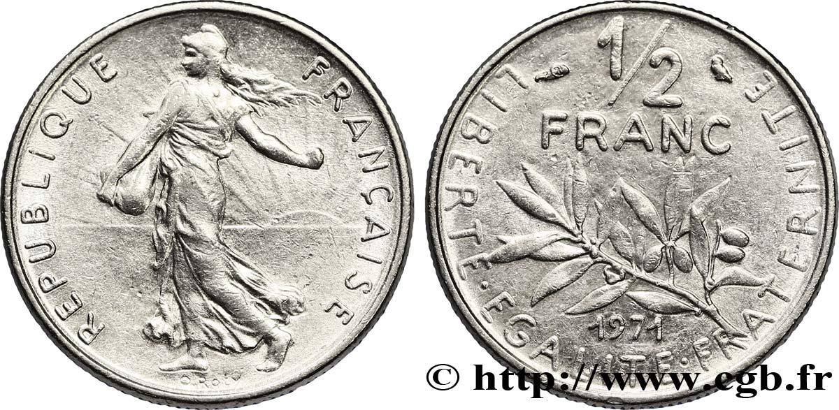 1/2 franc Semeuse 1971 Paris F.198/10 BB48 