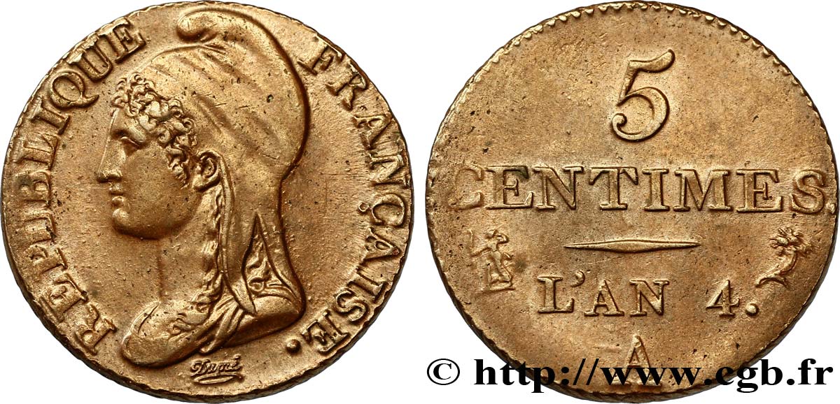 5 centimes Dupré, petit module 1796 Paris F.113/1 TTB48 