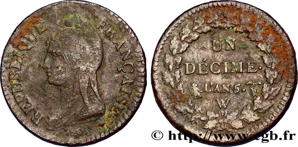 Un décime Dupré, grand module 1797 Lille F.129/18 TB20 