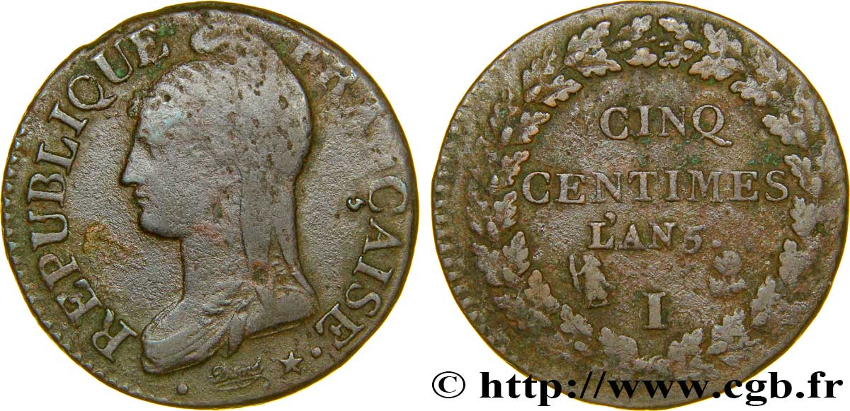Cinq centimes Dupré, grand module 1797 Limoges F.115/23 TB20 