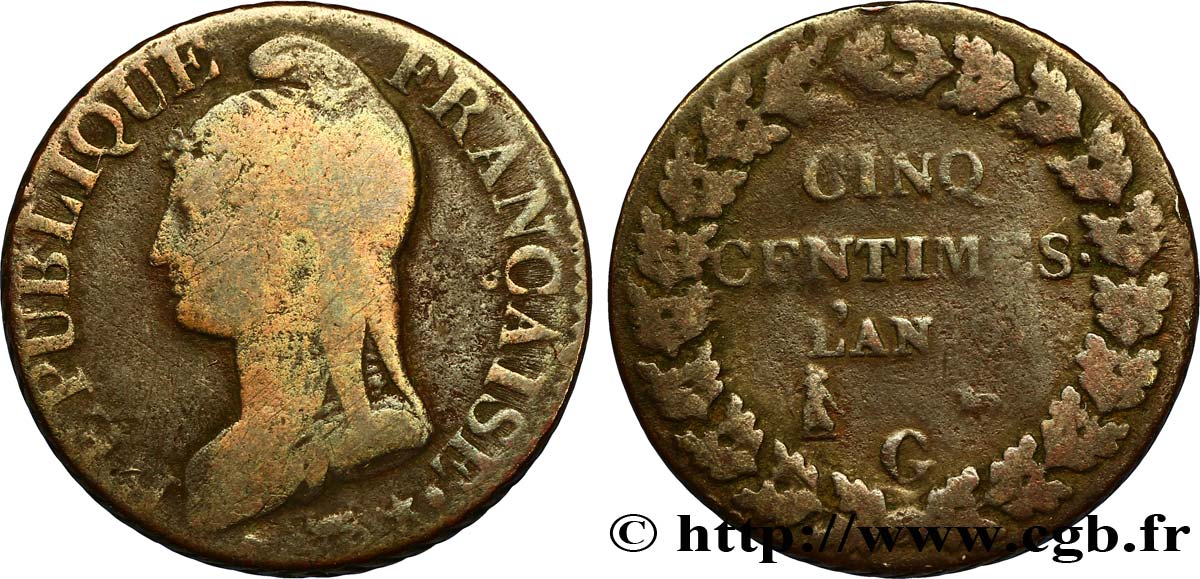 Cinq centimes Dupré, grand module 1801 Genève F.115/158 B12 