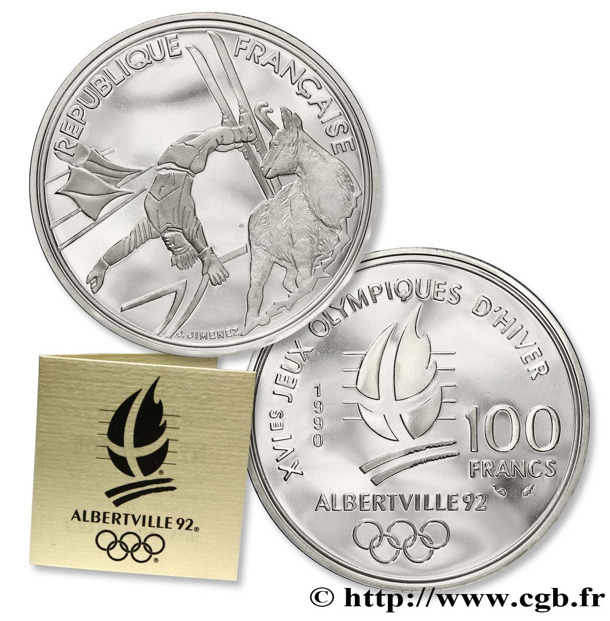 Belle Épreuve 100 francs - Ski acrobatique / Chamois 1990 Paris F./ FDC70 