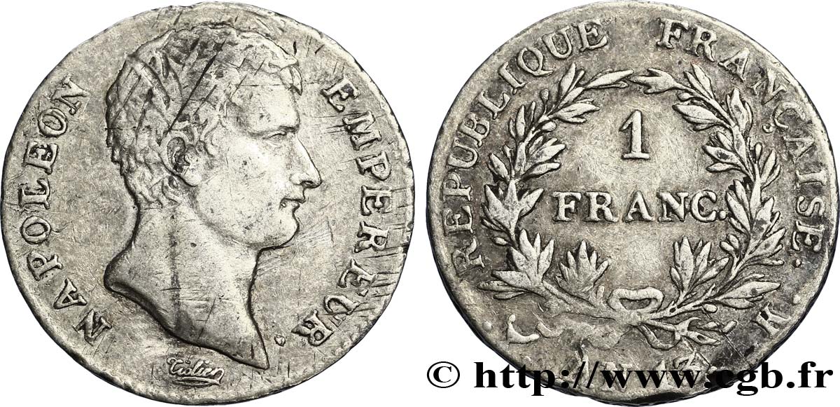 1 franc Napoléon Empereur, Calendrier révolutionnaire 1805 Bordeaux F.201/21 TB38 