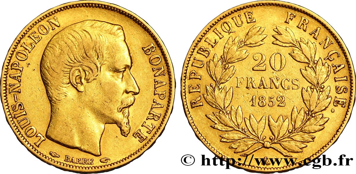 20 francs or Louis-Napoléon 1852 Paris F.530/1 TTB48 