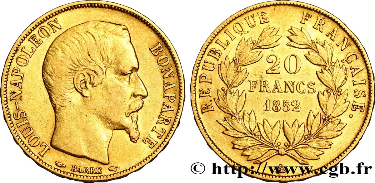 20 francs or Louis-Napoléon 1852 Paris F.530/1 SS48 