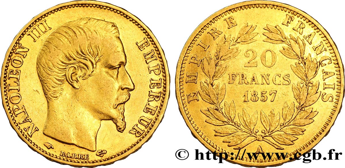 20 francs or Napoléon III, tête nue 1857 Paris F.531/12 TTB42 