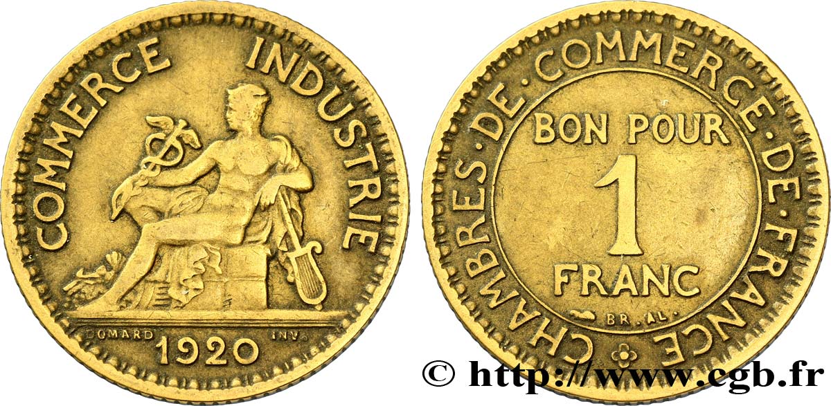1 franc Chambres de Commerce 1920 Paris F.218/2 TTB45 