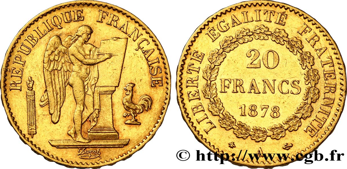 20 francs or Génie, Troisième République 1878 Paris F.533/6 XF48 