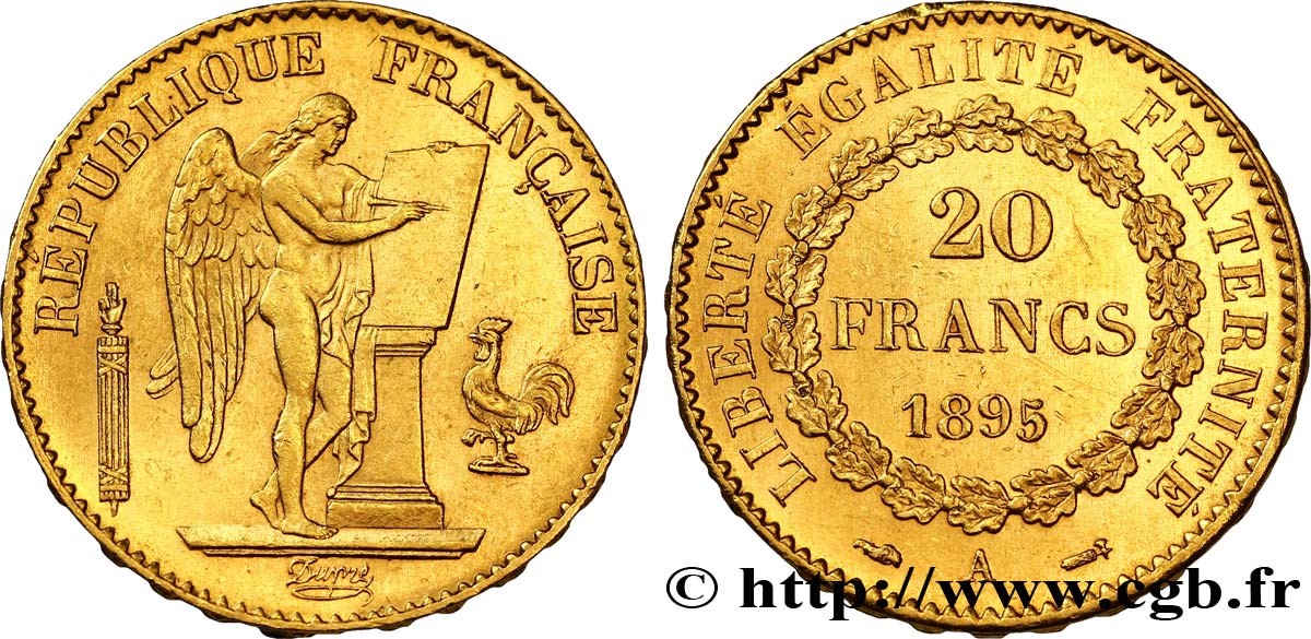 20 francs or Génie, Troisième République 1895 Paris F.533/19 SUP55 