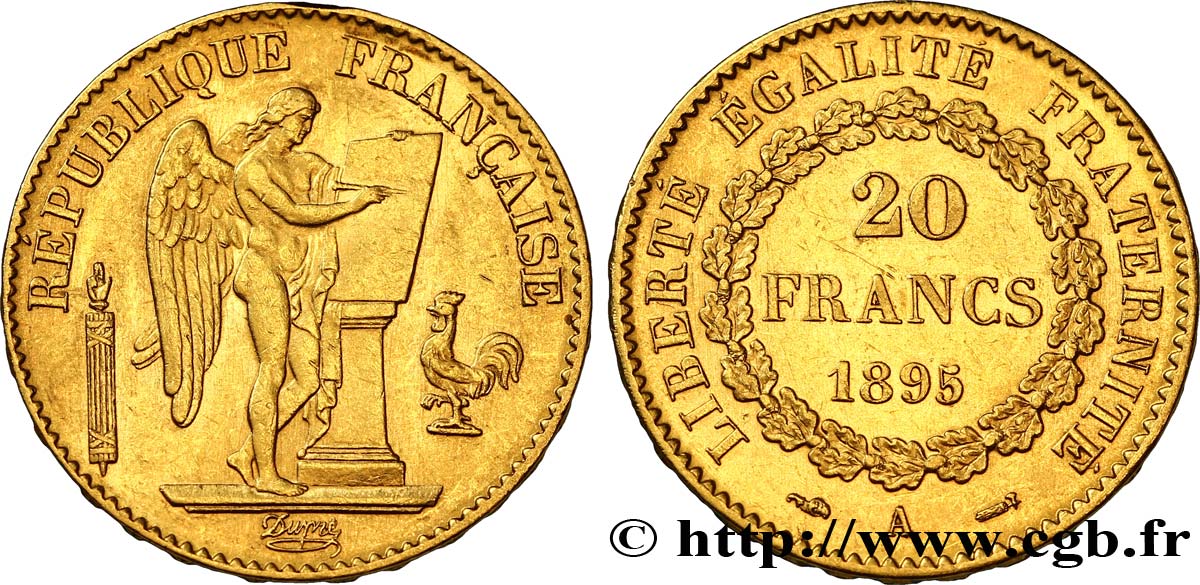 20 francs or Génie, IIIe République 1895 Paris F.533/19 MBC50 