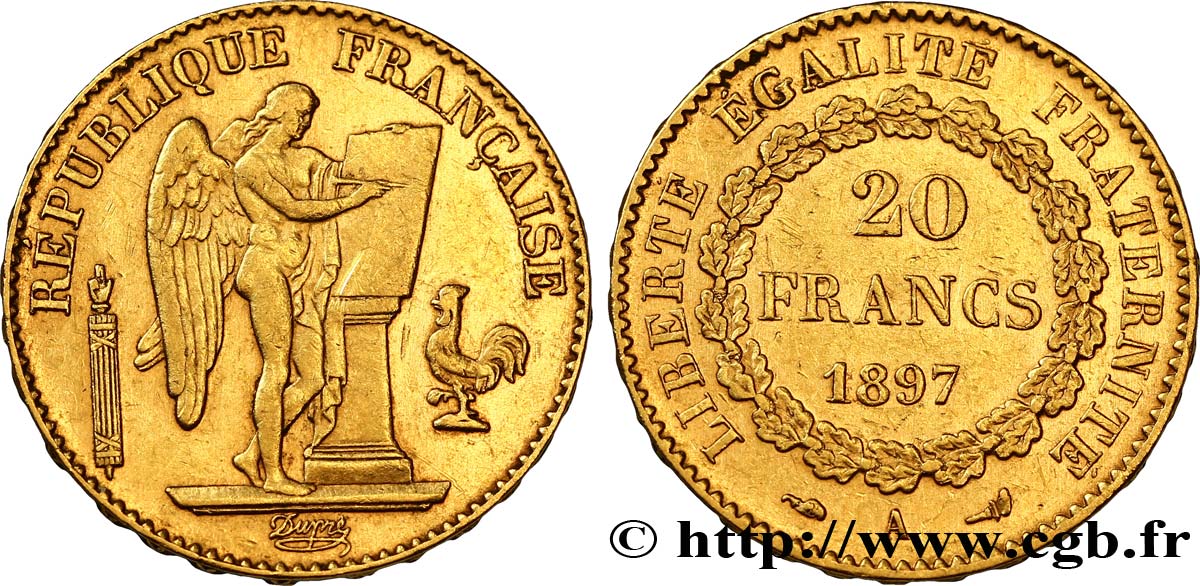 20 francs or Génie, Troisième République 1897 Paris F.533/22 BB48 