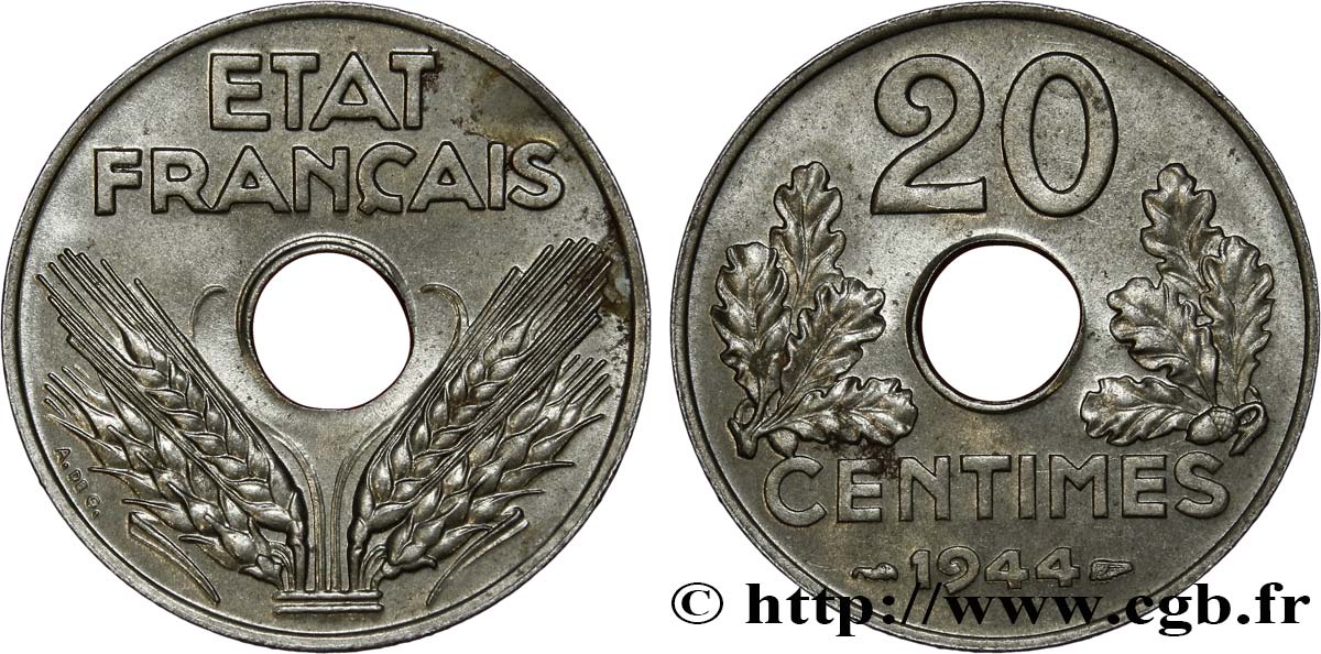 20 centimes fer 1944  F.154/3 SUP60 