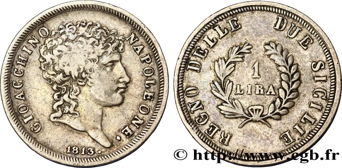 1 lira 1813 Naples M.305  SS45 