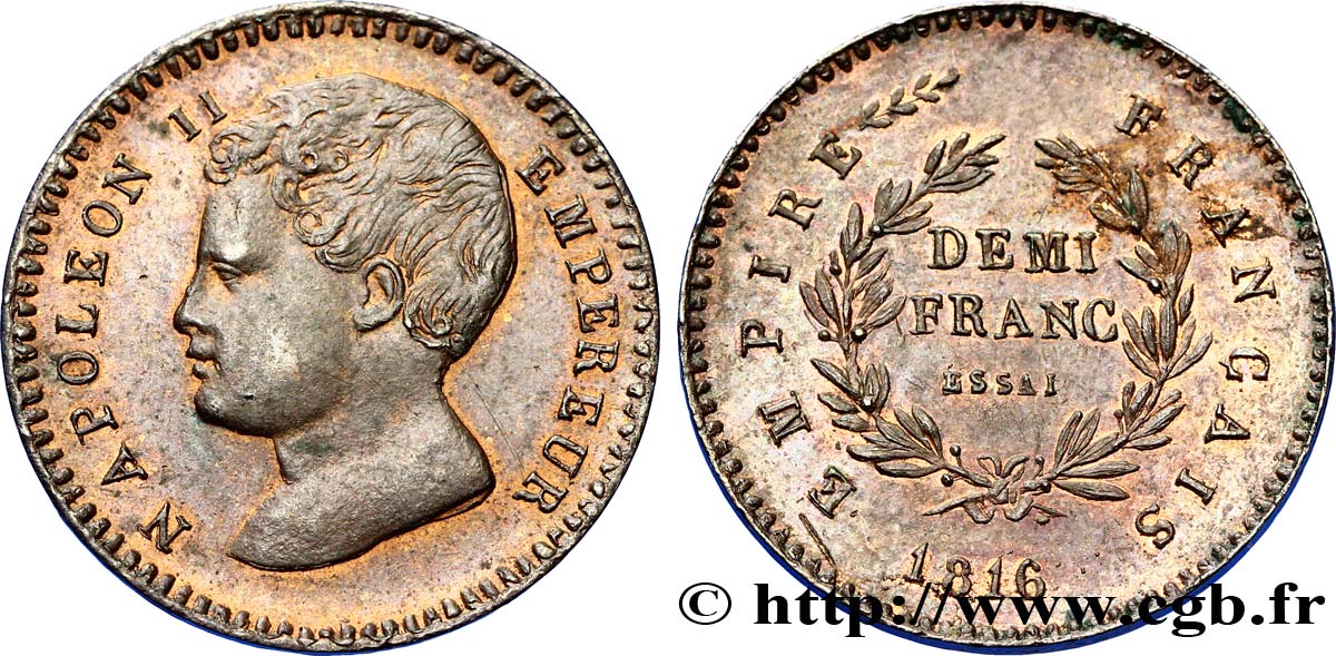 Essai de demi-franc en bronze 1816  VG.2409  SPL58 