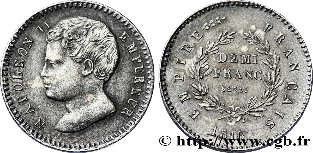 Essai de demi-franc en argent 1816  VG.2408  SPL58 