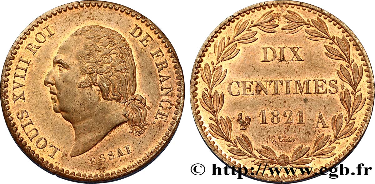 Essai de 10 centimes 1821 Paris VG.2533  AU58 