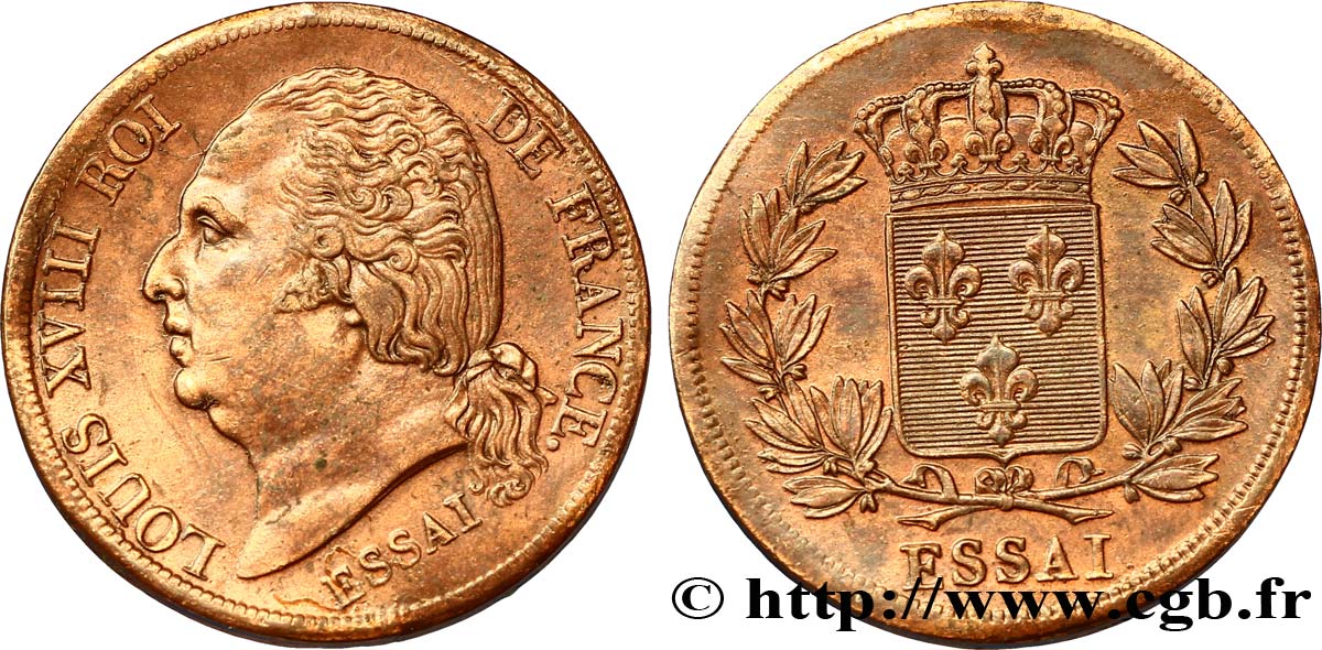 Essai de 5 centimes en bronze, sans indication de la valeur faciale 1821 Paris VG.2535  var. EBC 