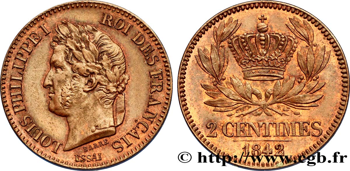 Essai de 2 centimes 1842 Paris VG.2935  MS60 