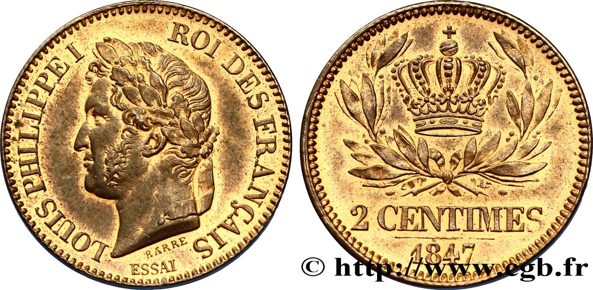 Essai de 2 centimes 1847 Paris VG.2998  MS60 