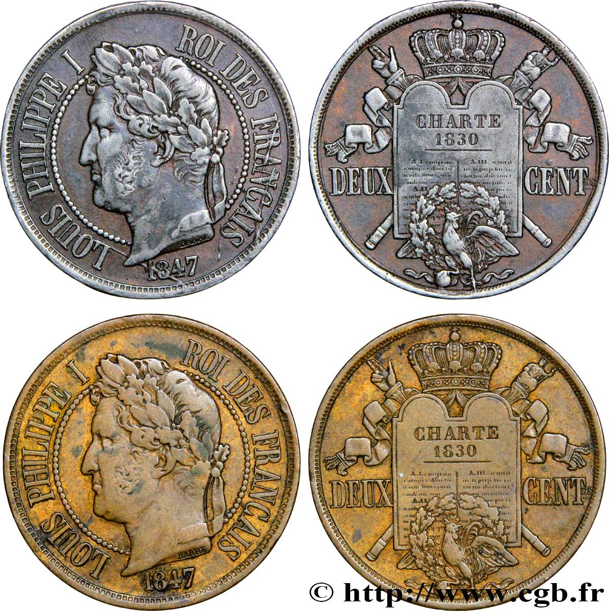 Lot de deux essais de deux centimes à la Charte 1847 Paris VG.3004  fVZ 