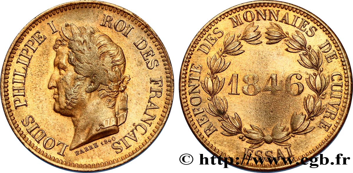 Refonte des monnaies de cuivre, essai au module de 5 centimes 1846  VG.2981  VZ58 