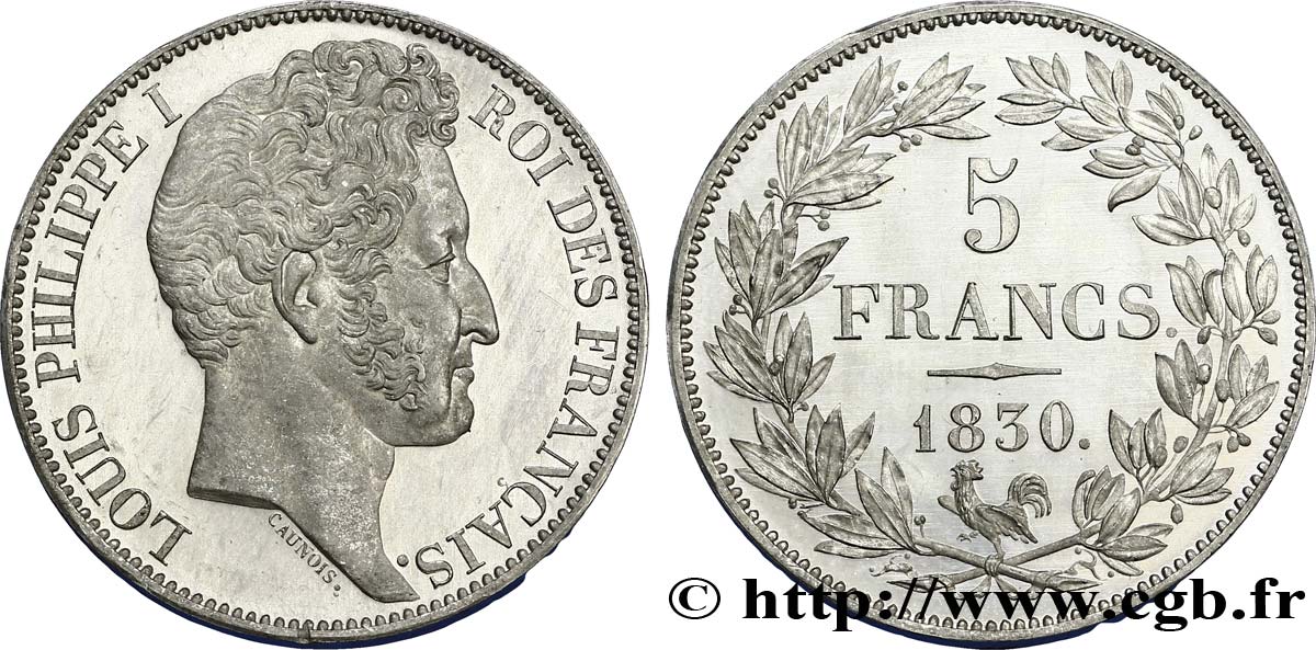 Essai de 5 francs en étain par Caunois 1830 Paris VG.2764  SPL63 